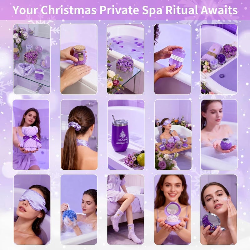 Kiddelo Advent Calendar for Women 2025 Christmas Adult, Countdown Calendar Spa Gifts Basket Set Bath Lavender Gift for Mom, Wife, Girlfriend, Sister, Her, Christmas Beauty Self Care Set with Mugs - Image 2